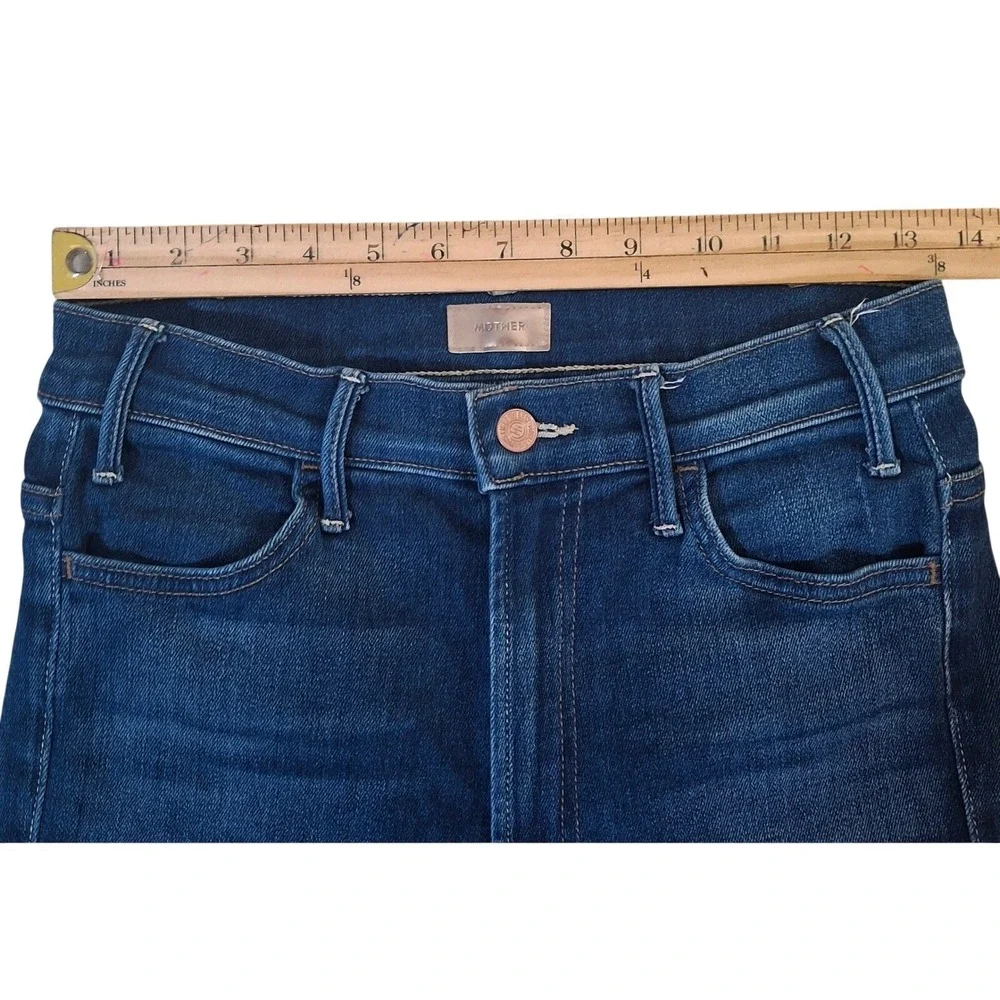 Mother The Hustler Ankle Fray Jeans Size 27 in Home Movies Wash Blue Flare